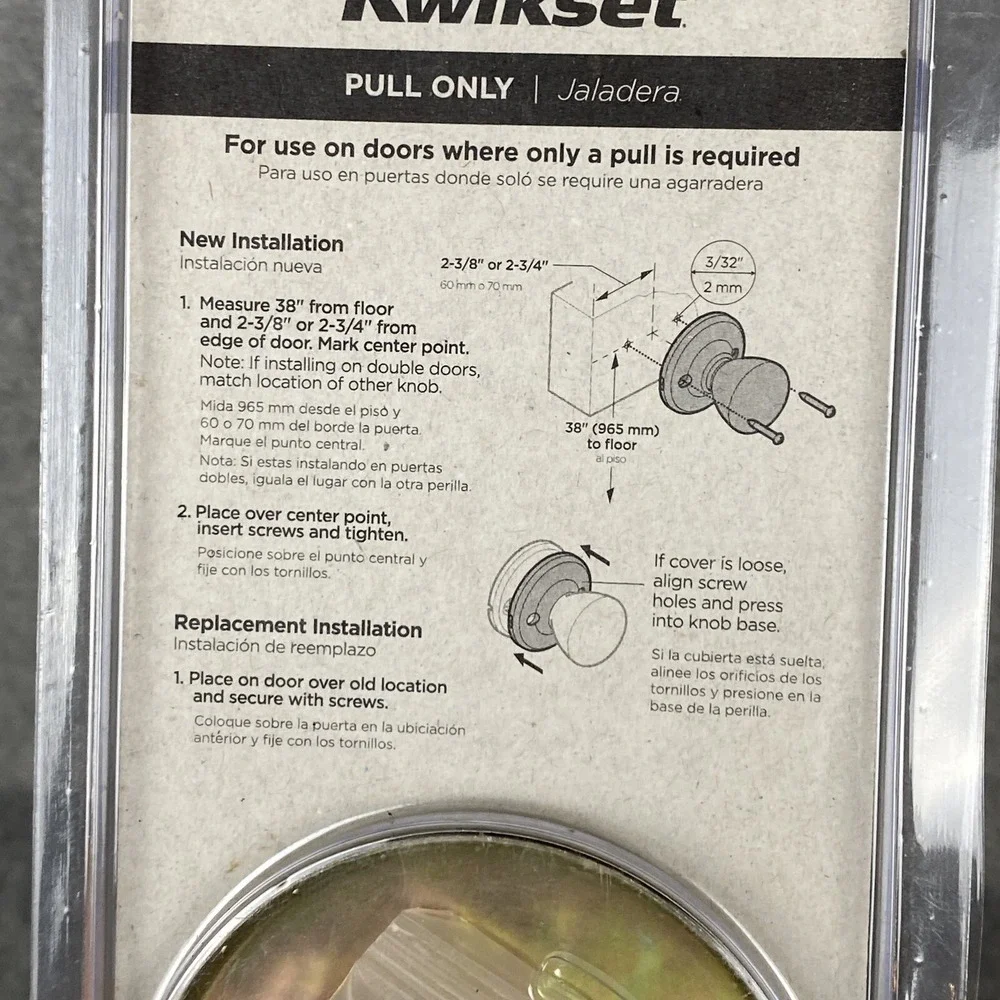Kwikset Inactive Door Handle‎ Pull Only 788CN 3 CP Signature Series Brass NEW!!